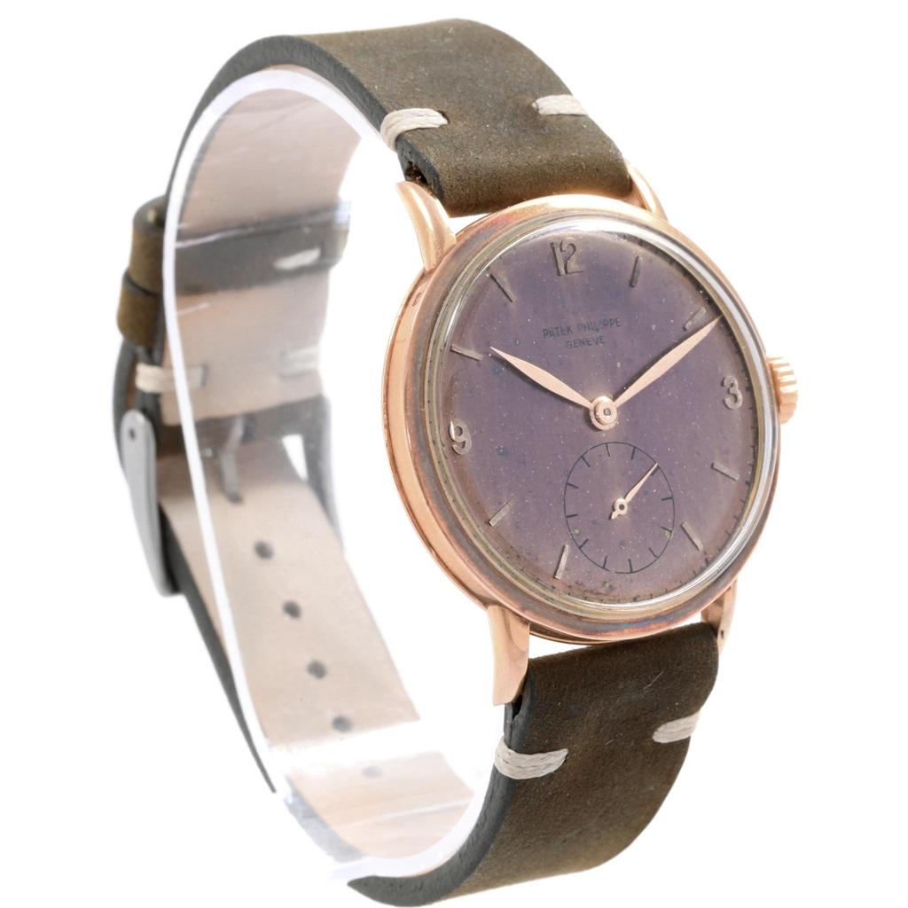 Men's Patek Philippe Calatrava Vintage Rose Gold Tropical Dial Watch 1513 For Sale