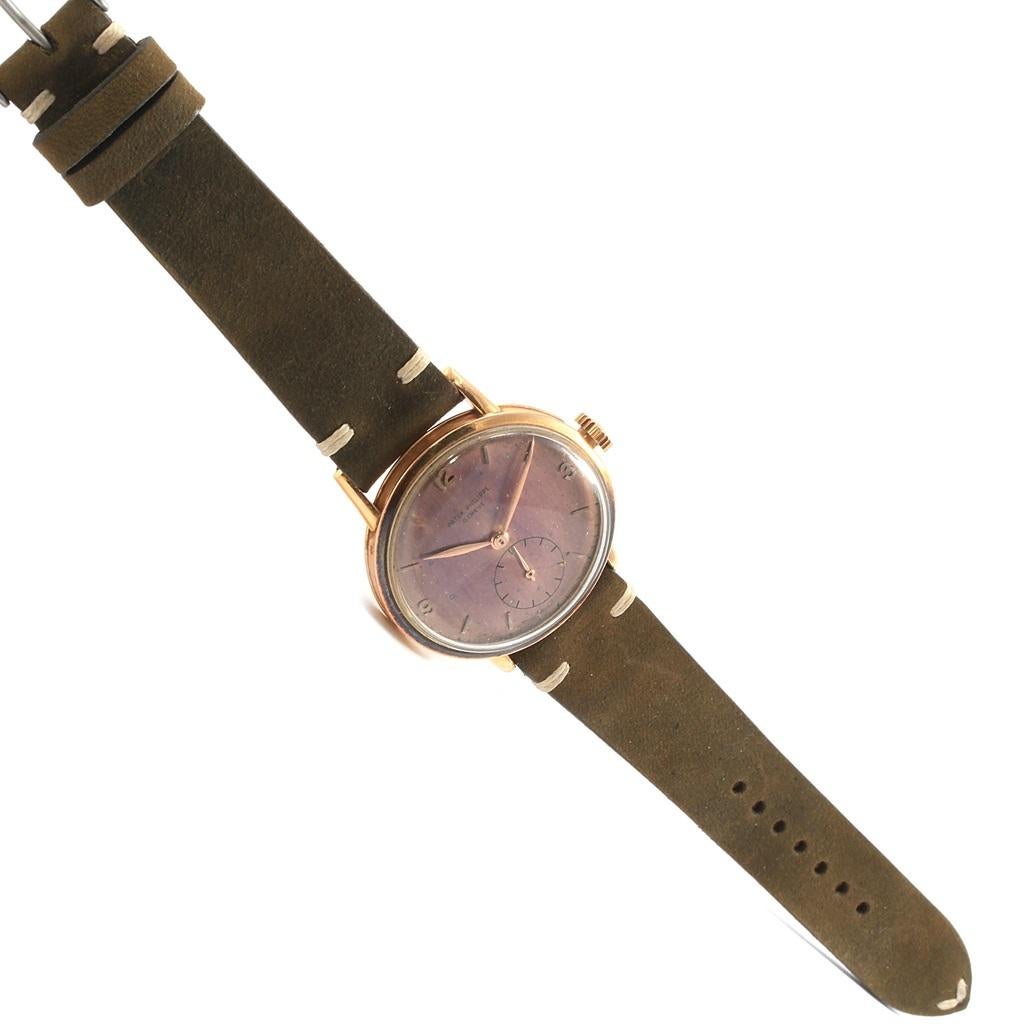 Patek Philippe Calatrava Vintage Rose Gold Tropical Dial Watch 1513 For Sale 1