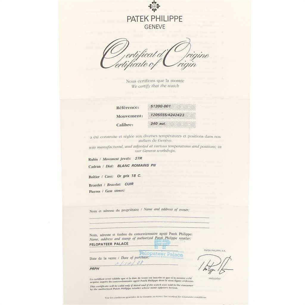 Patek Philippe Calatrava White Gold Automatic Men's Watch 5120 Box Papers 7