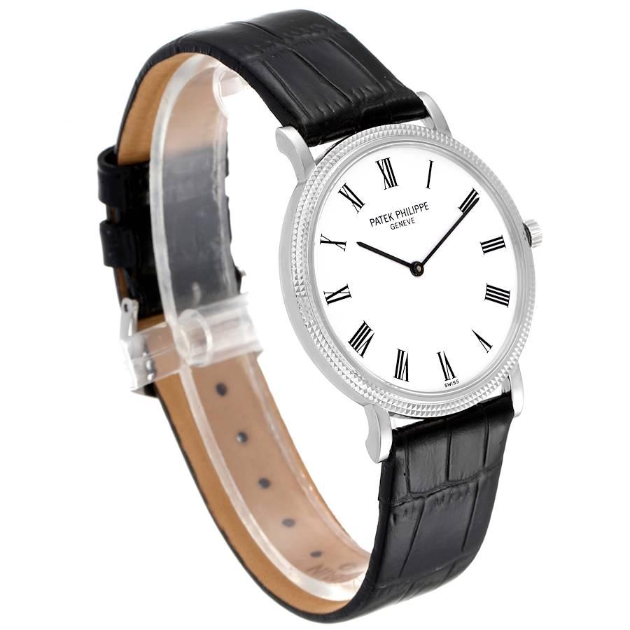 Patek Philippe Calatrava White Gold Automatic Mens Watch 5120 Box Papers In Excellent Condition For Sale In Atlanta, GA