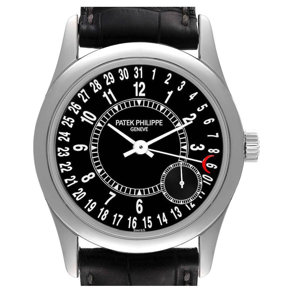 Patek Philippe Calatrava White Gold Black Dial Mens Watch 6000 For Sale