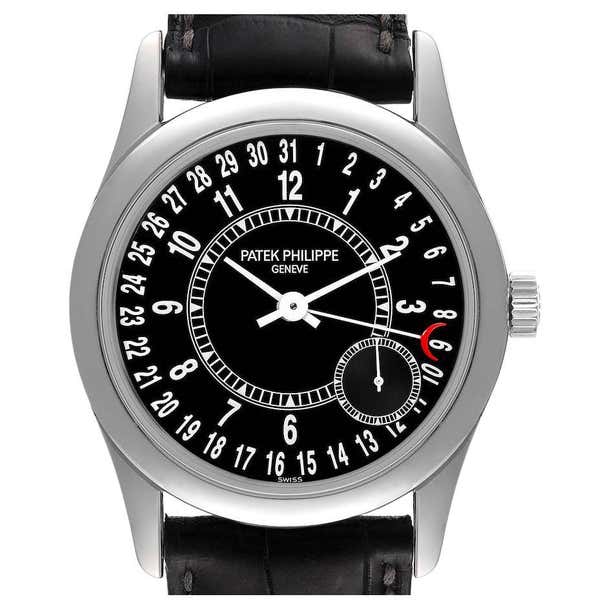 Patek Philippe Calatrava White Gold Black Dial Mens Watch 6000 For Sale ...