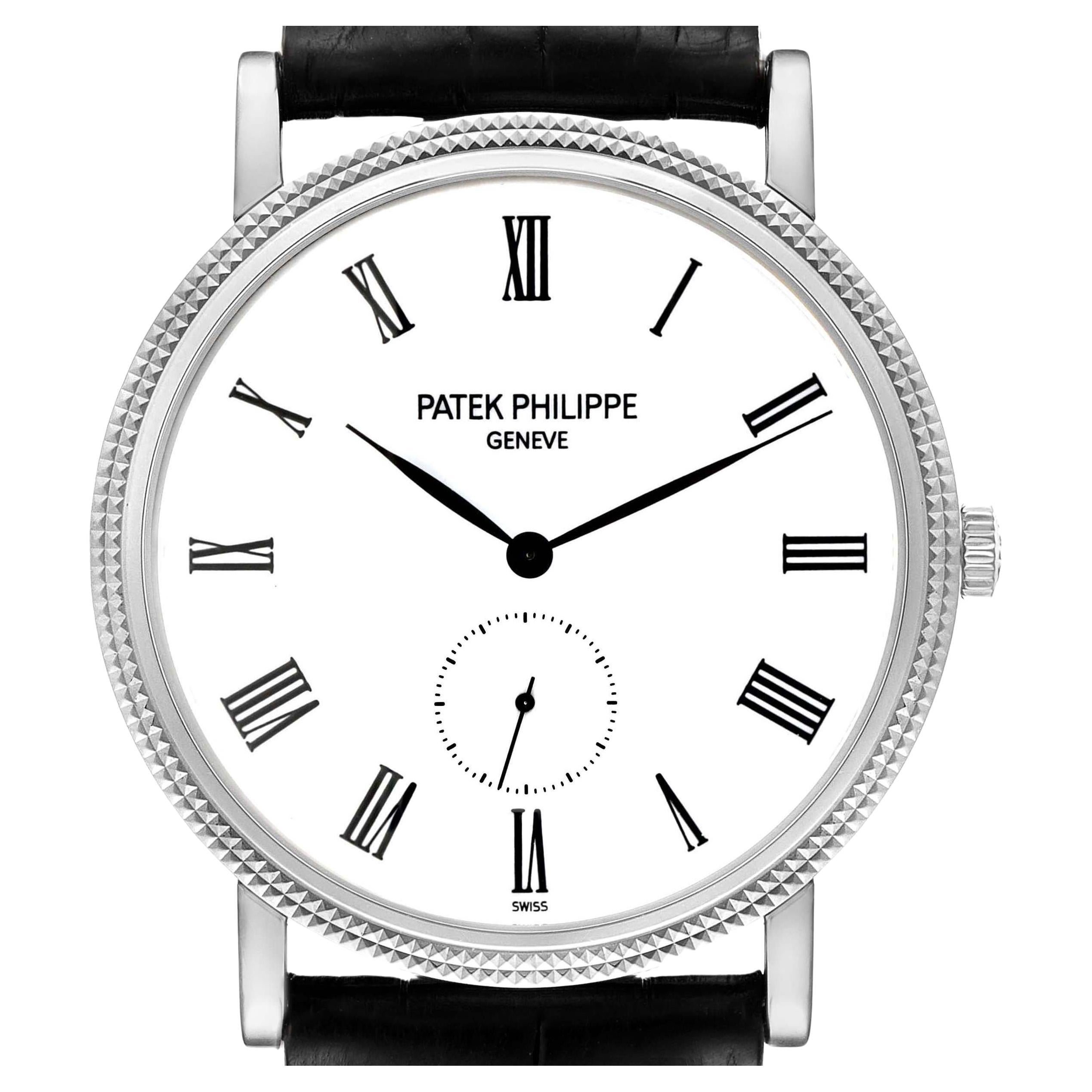 Patek Philippe Calatrava Oro blanco Correa negra Reloj para caballero 5119