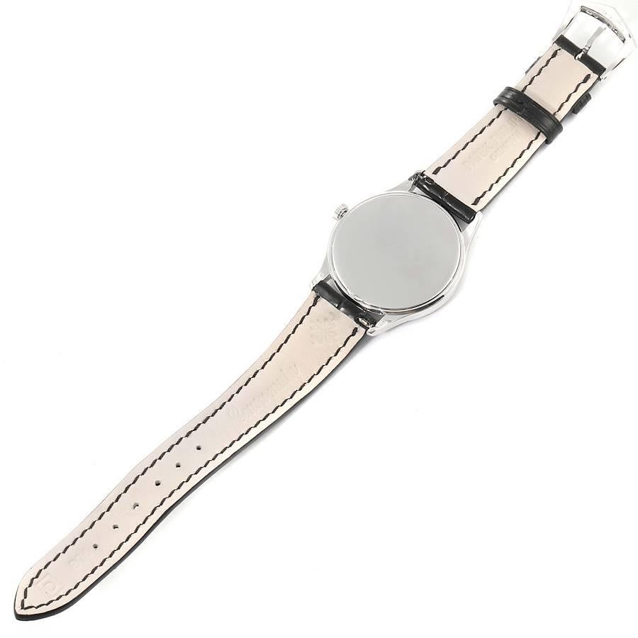 Patek Philippe Calatrava White Gold Blue Dial Diamond Ladies Watch 4896 For Sale 3