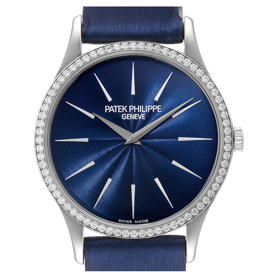 Patek Philippe Calatrava White Gold Blue Dial Diamond Ladies Watch 4896