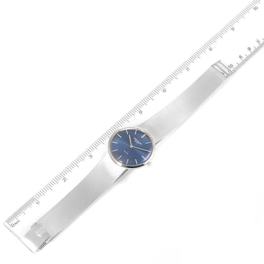 Patek Philippe Calatrava White Gold Blue Dial Vintage Mens Watch 3468 For Sale 5