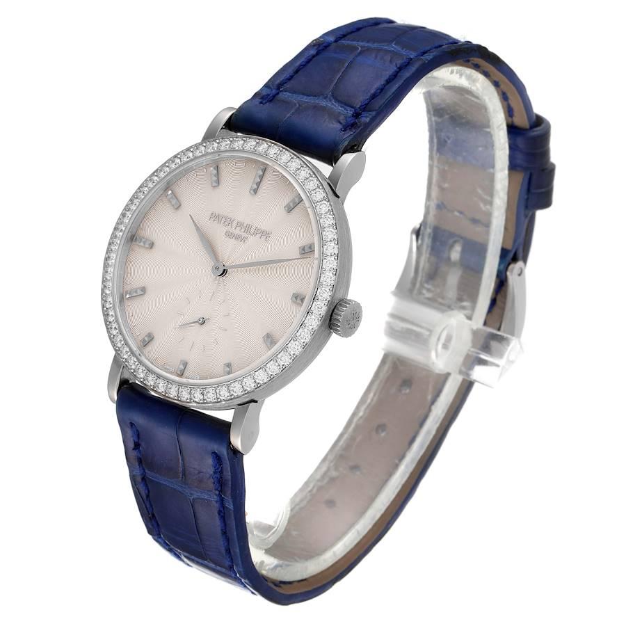 Women's Patek Philippe Calatrava White Gold Cream Dial Diamond Ladies Watch 7120 For Sale