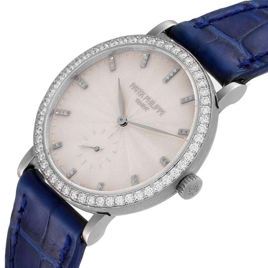 Patek Philippe Calatrava White Gold Cream Dial Diamond Ladies Watch 7120 For Sale 1