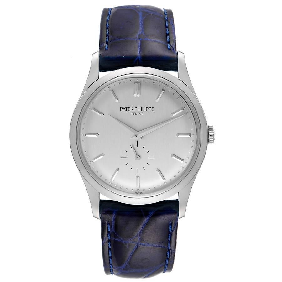 Patek Philippe Calatrava White Gold Mechanical Mens Watch 5196. Manual-winding movement. Rhodium-plated, fausses cotes decoration, straight-line lever escapement, Gyromax balance adjusted to heat, cold, isochronism and 5 positions, shock absorber,