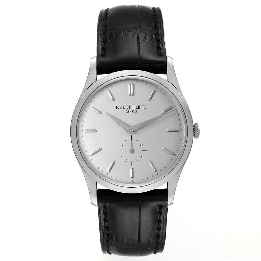 Patek Philippe Calatrava White Gold Mechanical Mens Watch 5196G. Manual-winding movement. Rhodium-plated, fausses cotes decoration, straight-line lever escapement, Gyromax balance adjusted to heat, cold, isochronism and 5 positions, shock absorber,