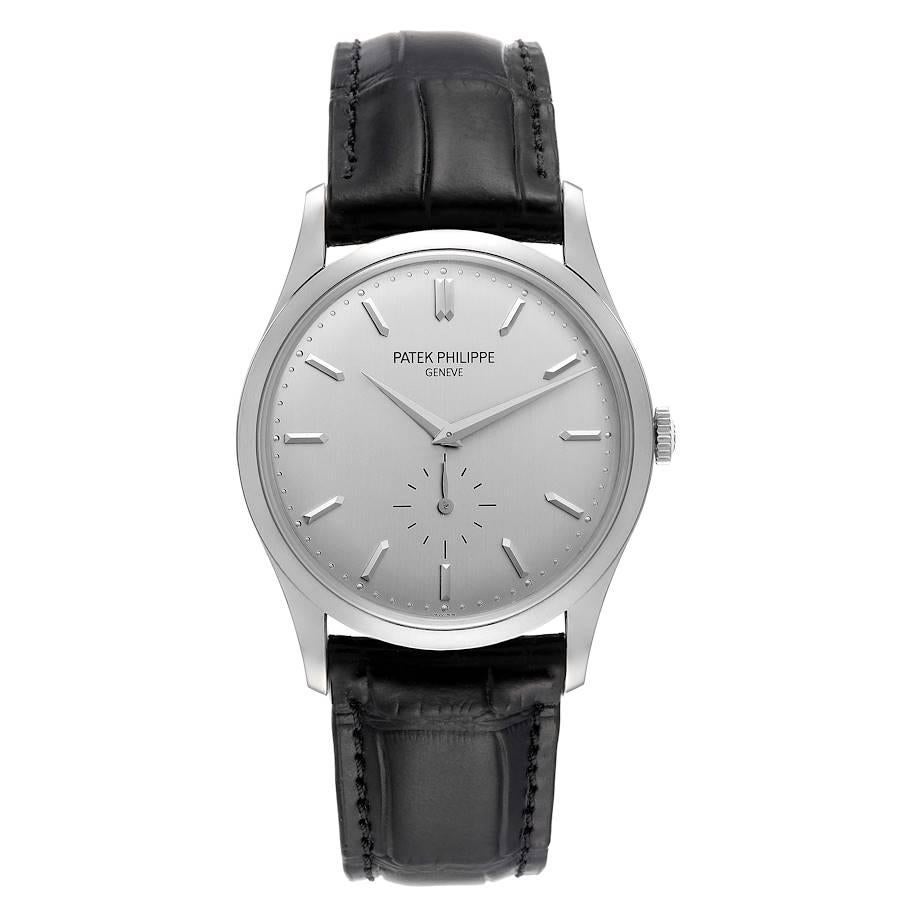 Patek Philippe Calatrava White Gold Mechanical Mens Watch 5196G. Manual-winding movement. Rhodium-plated, fausses cotes decoration, straight-line lever escapement, Gyromax balance adjusted to heat, cold, isochronism and 5 positions, shock absorber,