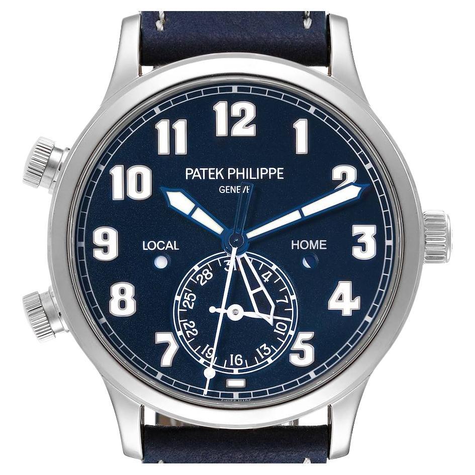 Patek Philippe Calatrava White Gold Pilot Travel Time Mens Watch 5524 Box Papers