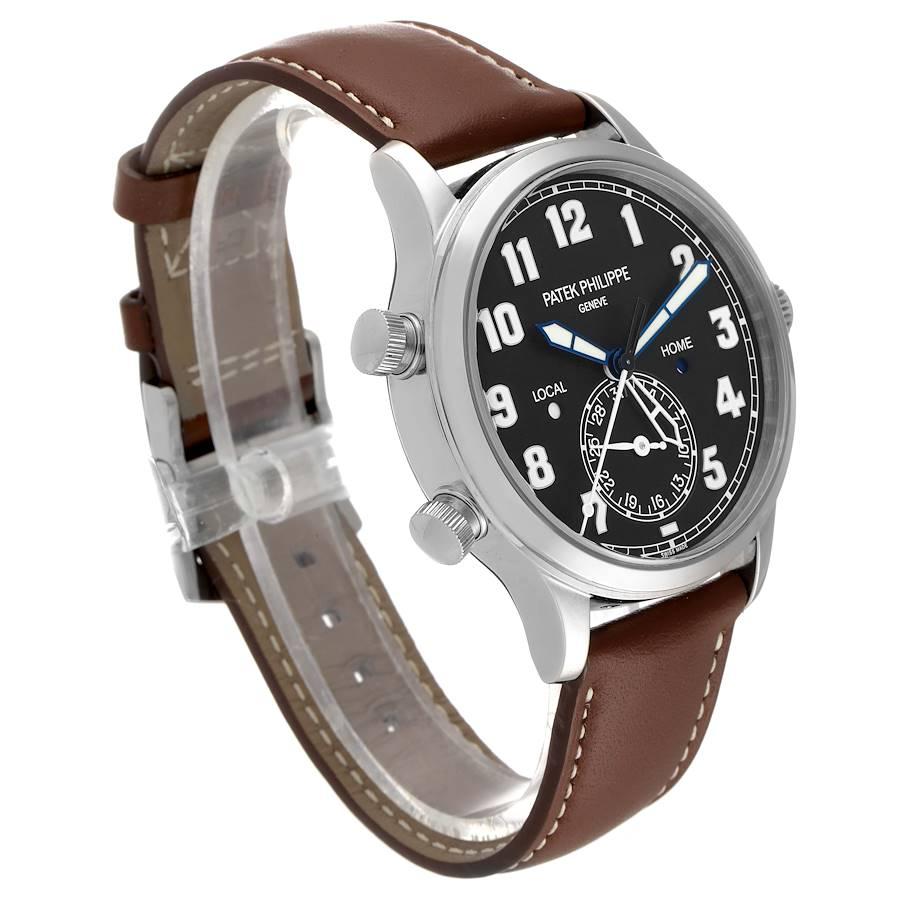 Herrenuhr, Patek Philippe Calatrava, Weißgold, Pilot, Reisezeit 5524 im Zustand „Hervorragend“ im Angebot in Atlanta, GA