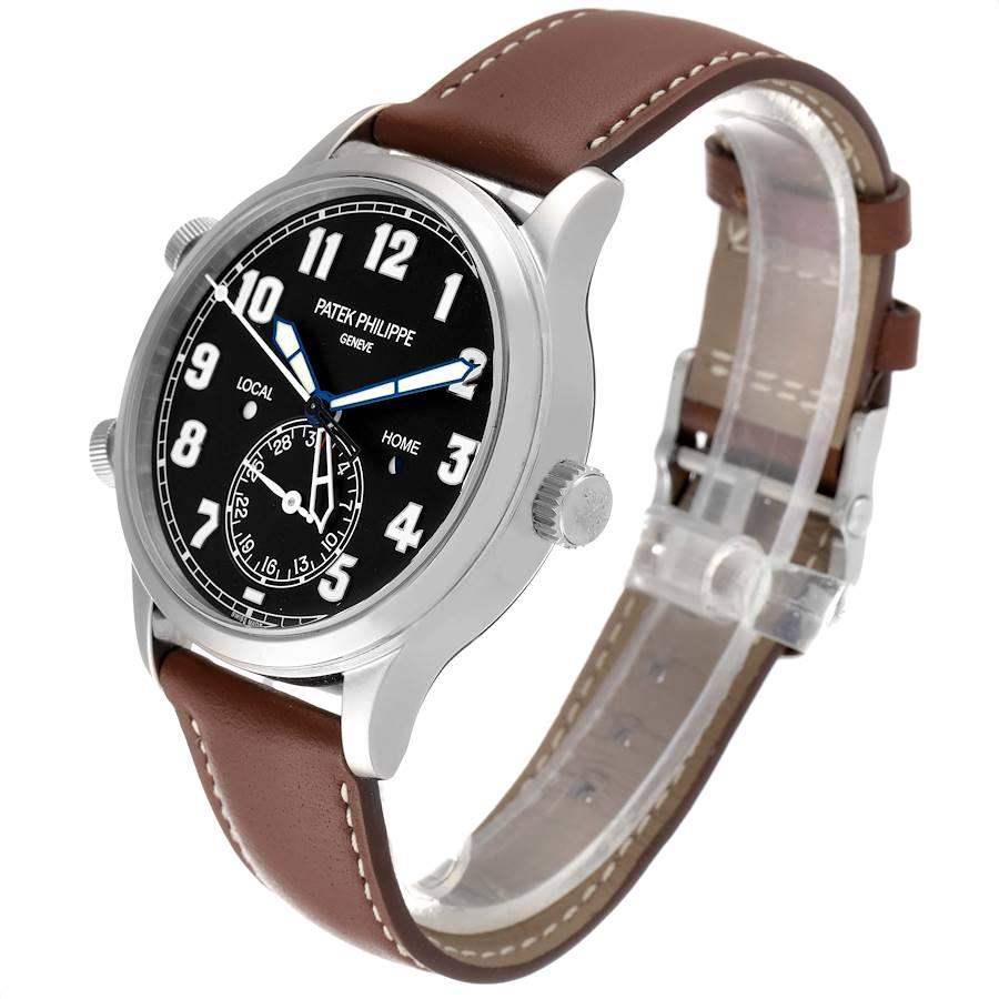 Herrenuhr, Patek Philippe Calatrava, Weißgold, Pilot, Reisezeit 5524 im Angebot 1
