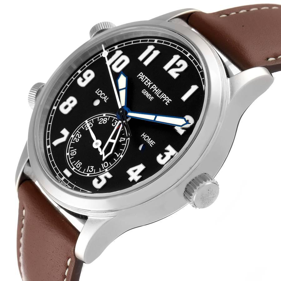 Herrenuhr, Patek Philippe Calatrava, Weißgold, Pilot, Reisezeit 5524 im Angebot 2