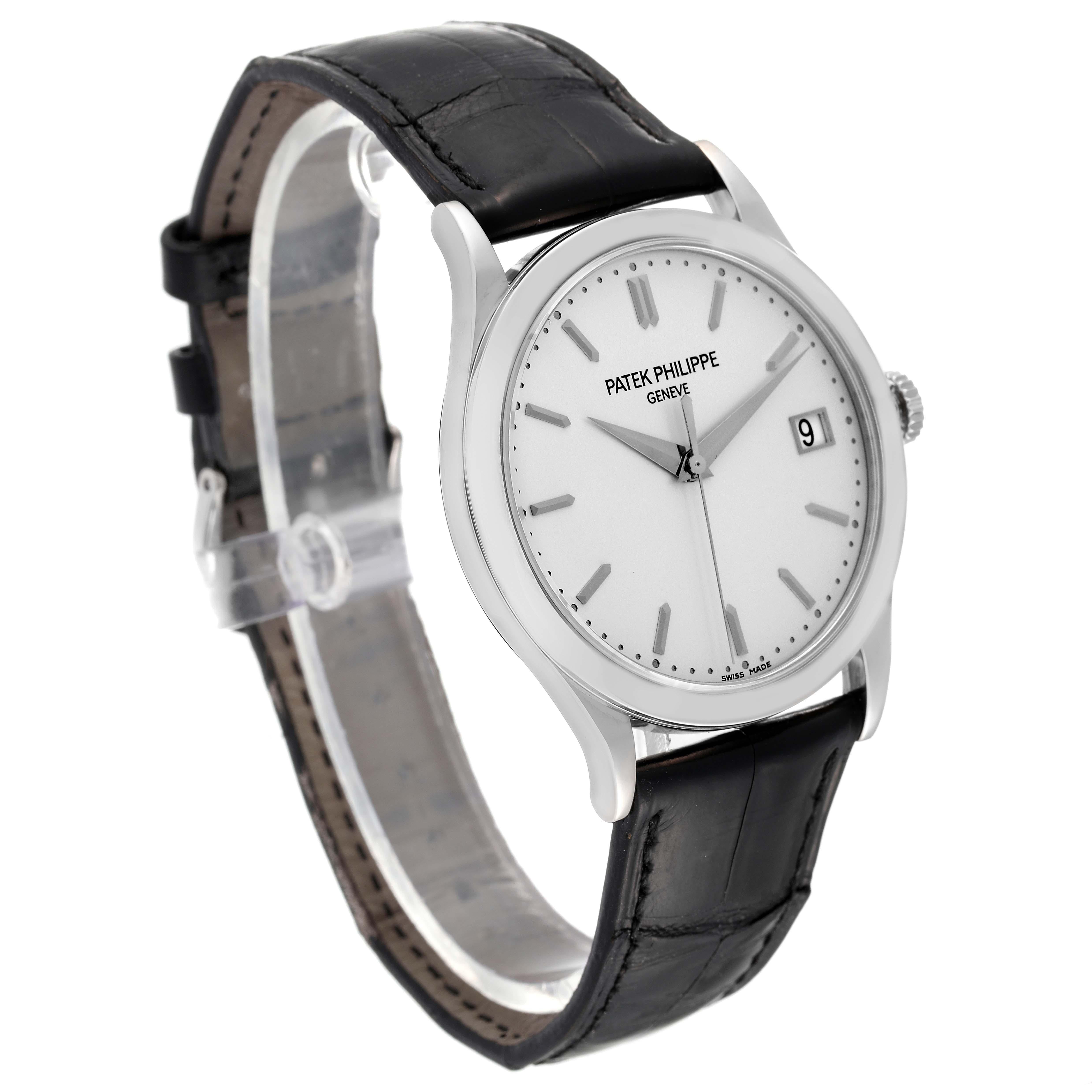 Patek Philippe Calatrava White Gold Silver Dial Mens Watch 5296 Box Papers In Excellent Condition In Atlanta, GA