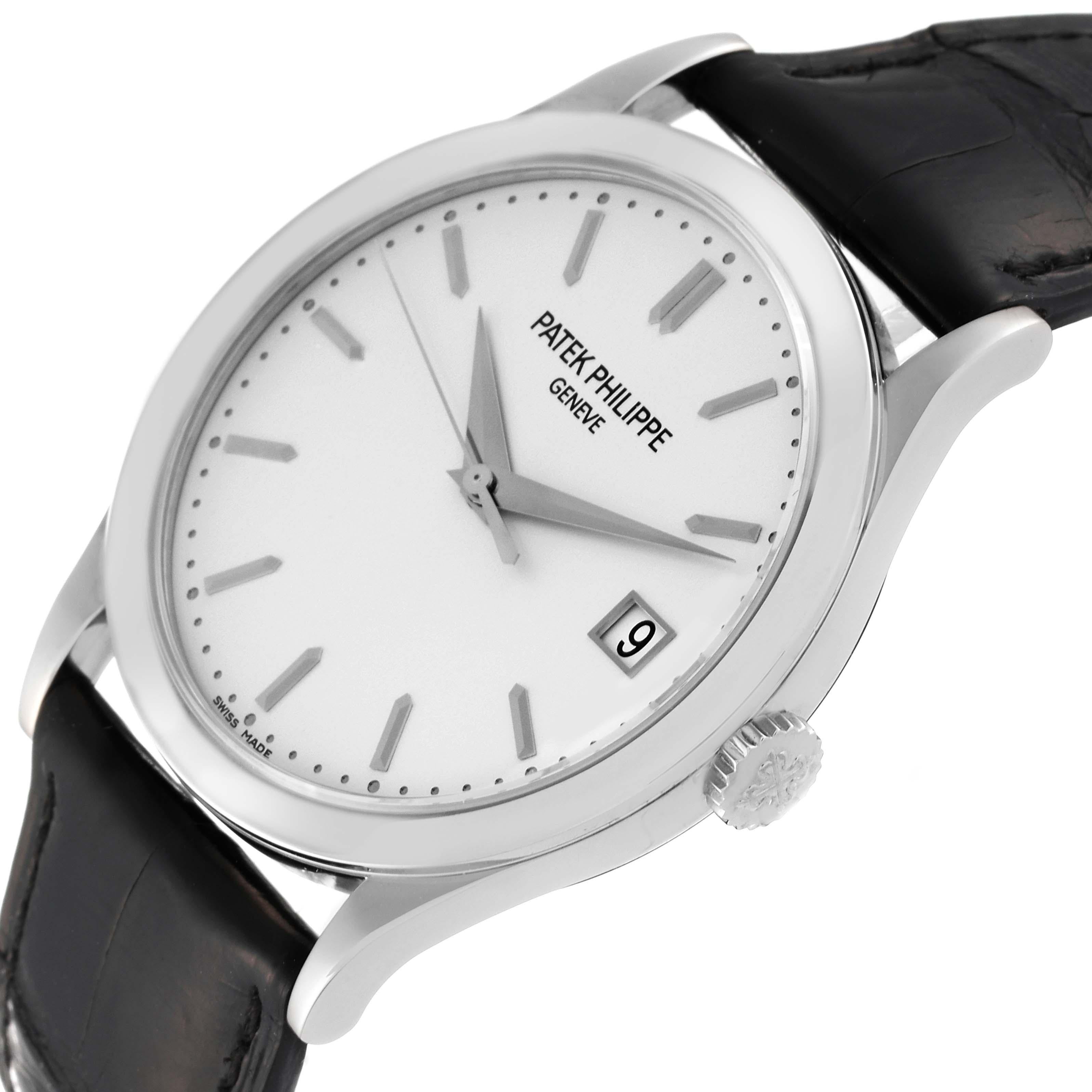 Patek Philippe Calatrava White Gold Silver Dial Mens Watch 5296 Box Papers 1