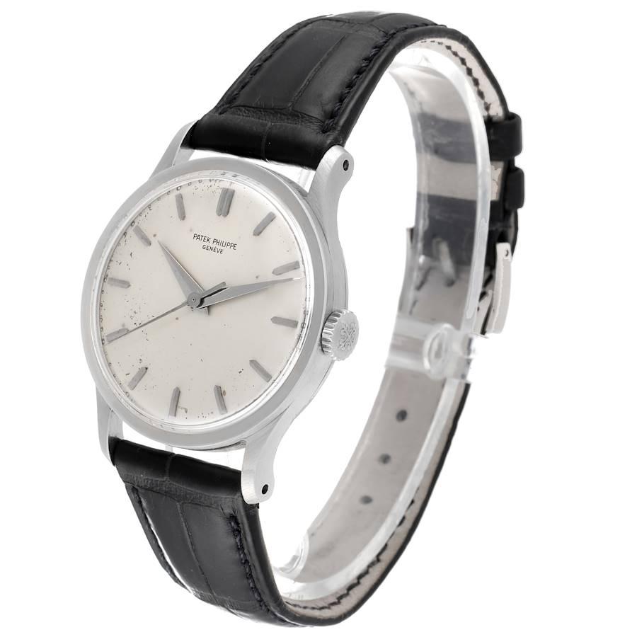 Patek Philippe Calatrava White Gold Vintage Mens Watch 570 Box Papers Bon état - En vente à Atlanta, GA