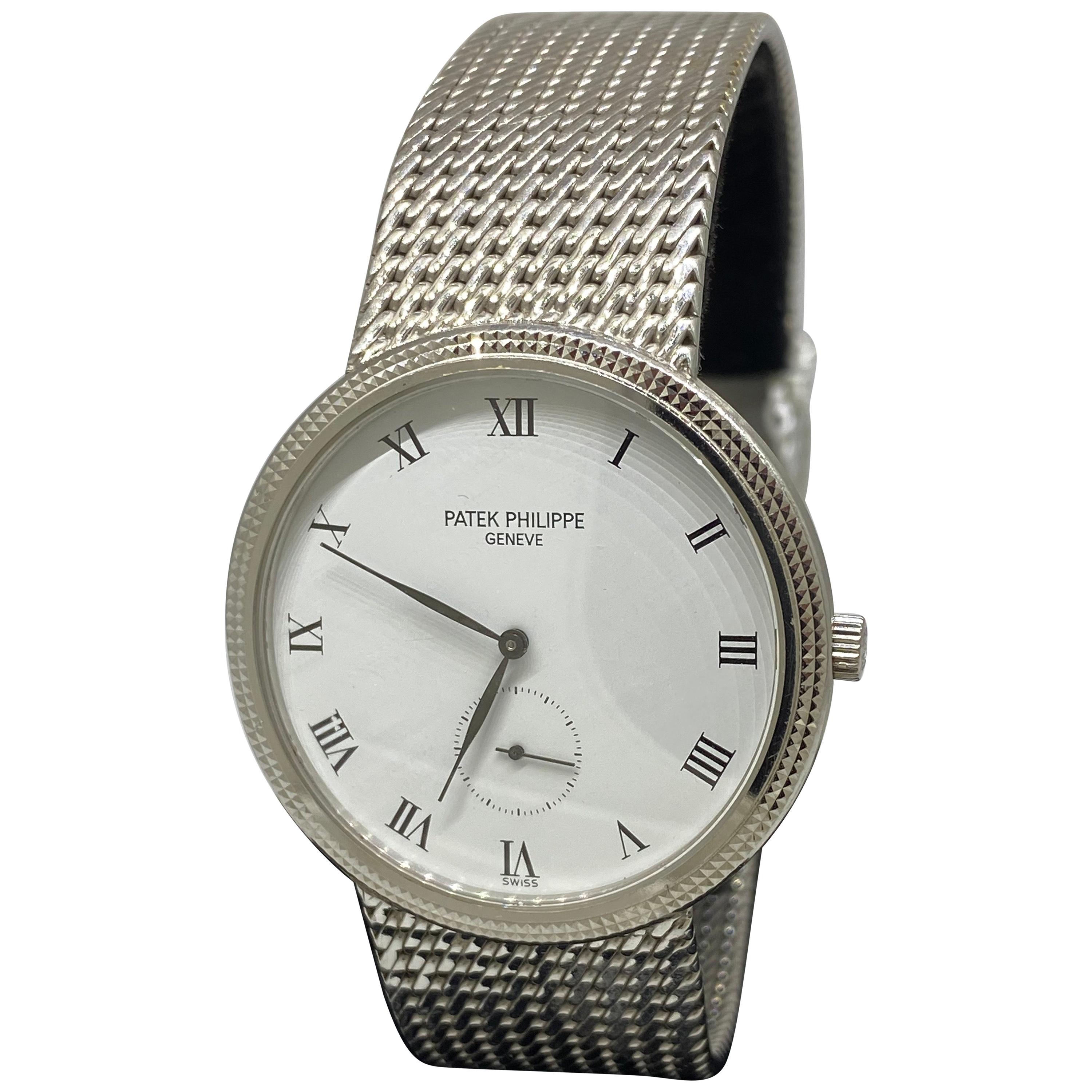 Patek Philippe Calatrava White Gold White Dial Bracelet Men's Watch 3919 For Sale