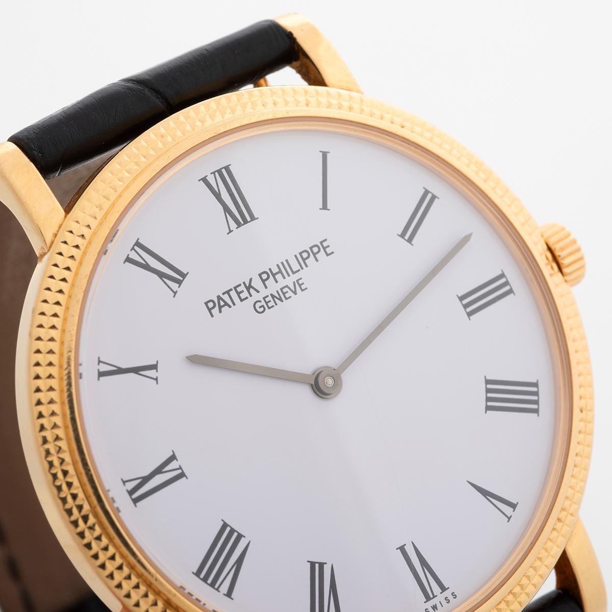 Patek Philippe Calatrava Wristwatch Ref 5120J, 18K Yelow Gold, White Enamel Dial 3