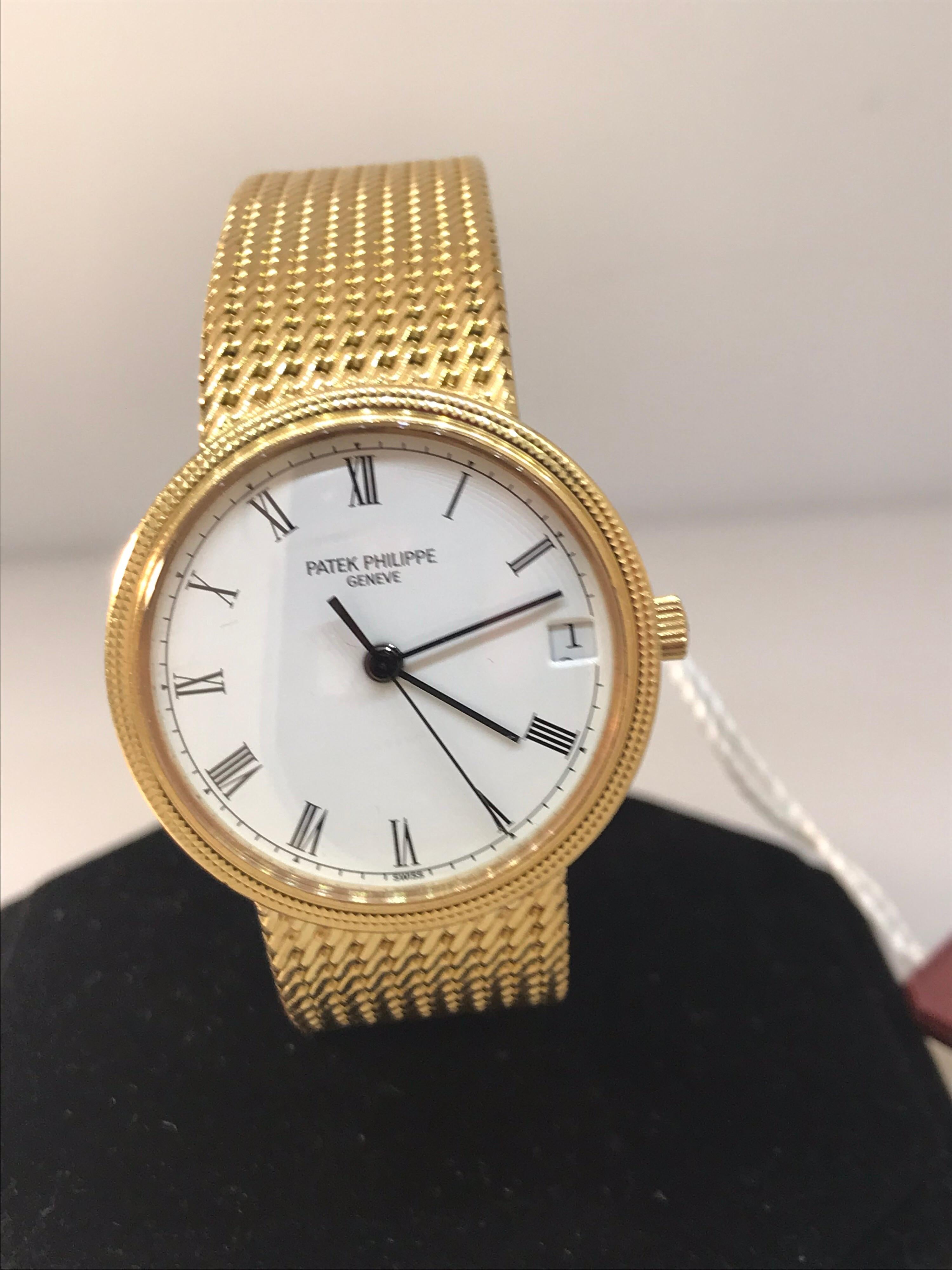 Women's or Men's Patek Philippe Calatrava Yellow Gold Automatic Bracelet Men's Watch 3802/205J