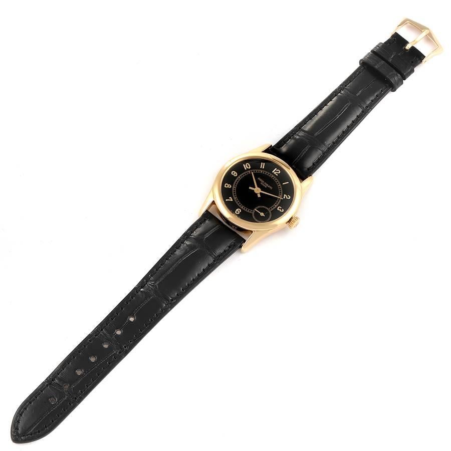Automatik-Herrenuhr von Patek Philippe Calatrava, Gelbgold, schwarzes Zifferblatt 5000 im Angebot 5