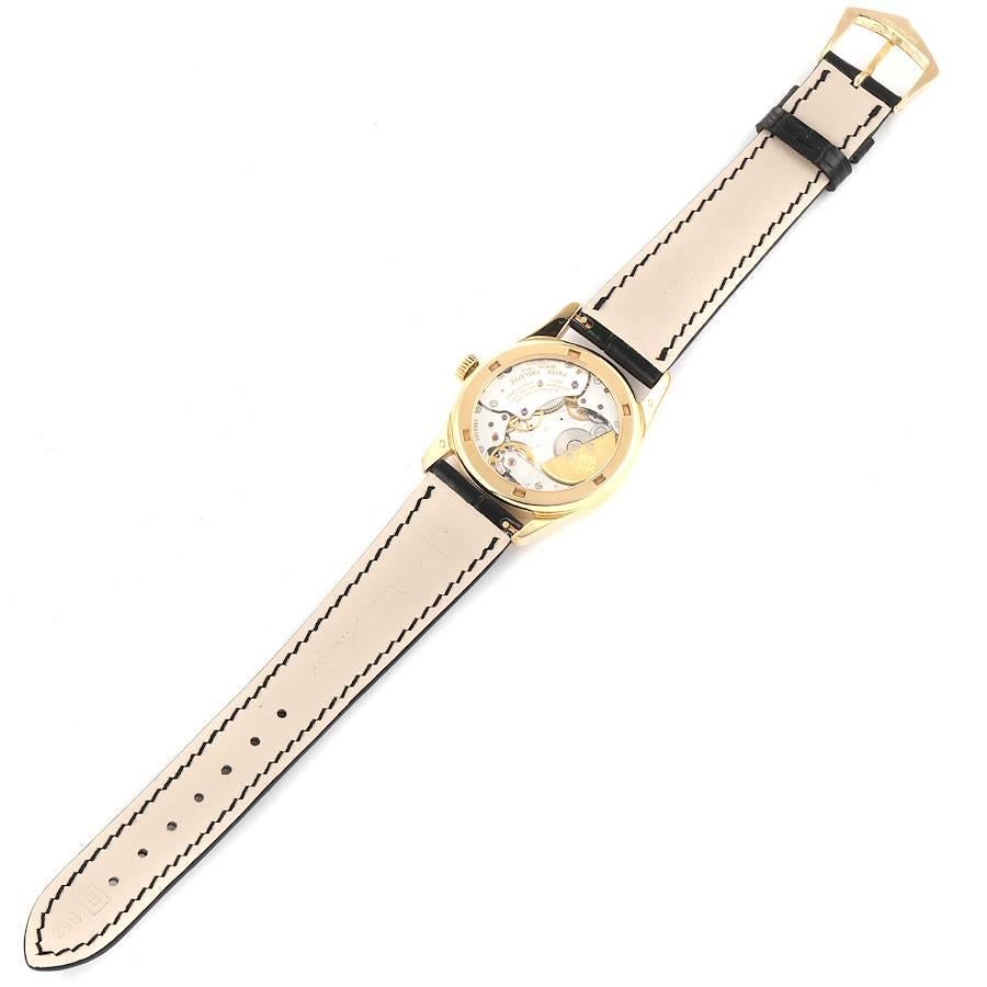 Automatik-Herrenuhr von Patek Philippe Calatrava, Gelbgold, schwarzes Zifferblatt 5000 im Angebot 6