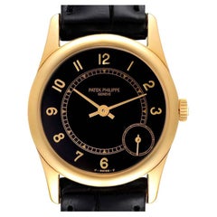 Patek Philippe Calatrava Yellow Gold Black Dial Automatic Mens Watch 5000