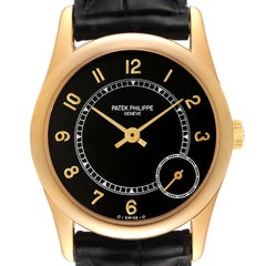 Patek Philippe Calatrava Yellow Gold Black Dial Automatic Mens Watch 5000