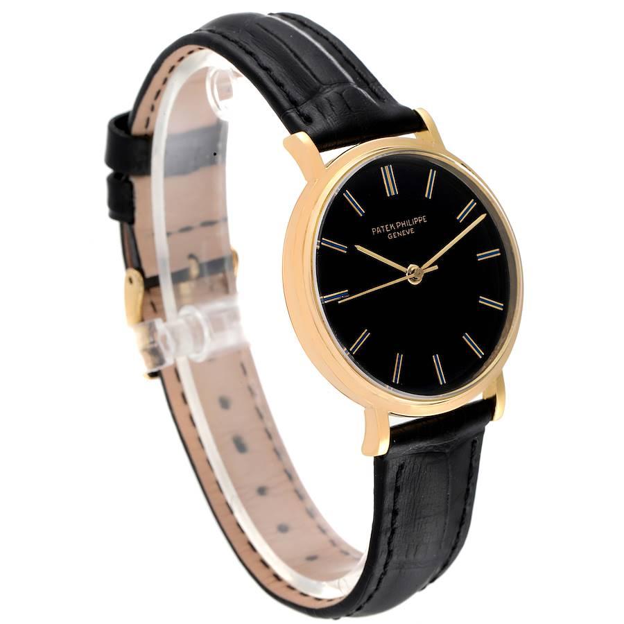 Vintage Herrenuhr 3569 von Patek Philippe Calatrava, Gelbgold, schwarzes Zifferblatt im Zustand „Gut“ im Angebot in Atlanta, GA