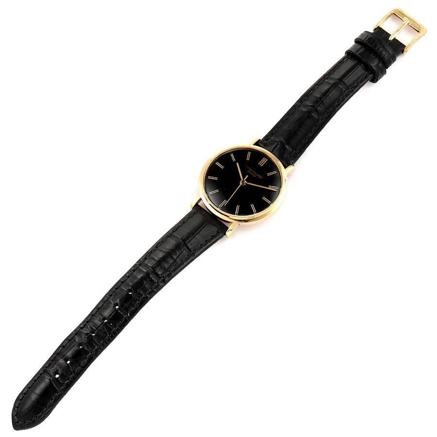 Vintage Herrenuhr 3569 von Patek Philippe Calatrava, Gelbgold, schwarzes Zifferblatt im Angebot 6