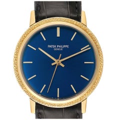Patek Philippe Calatrava Yellow Gold Blue Dial Vintage Men's Watch 3569