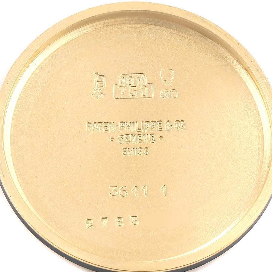 Patek Philippe Calatrava Yellow Gold Blue Dial Vintage Mens Watch 3611 Papers In Good Condition For Sale In Atlanta, GA