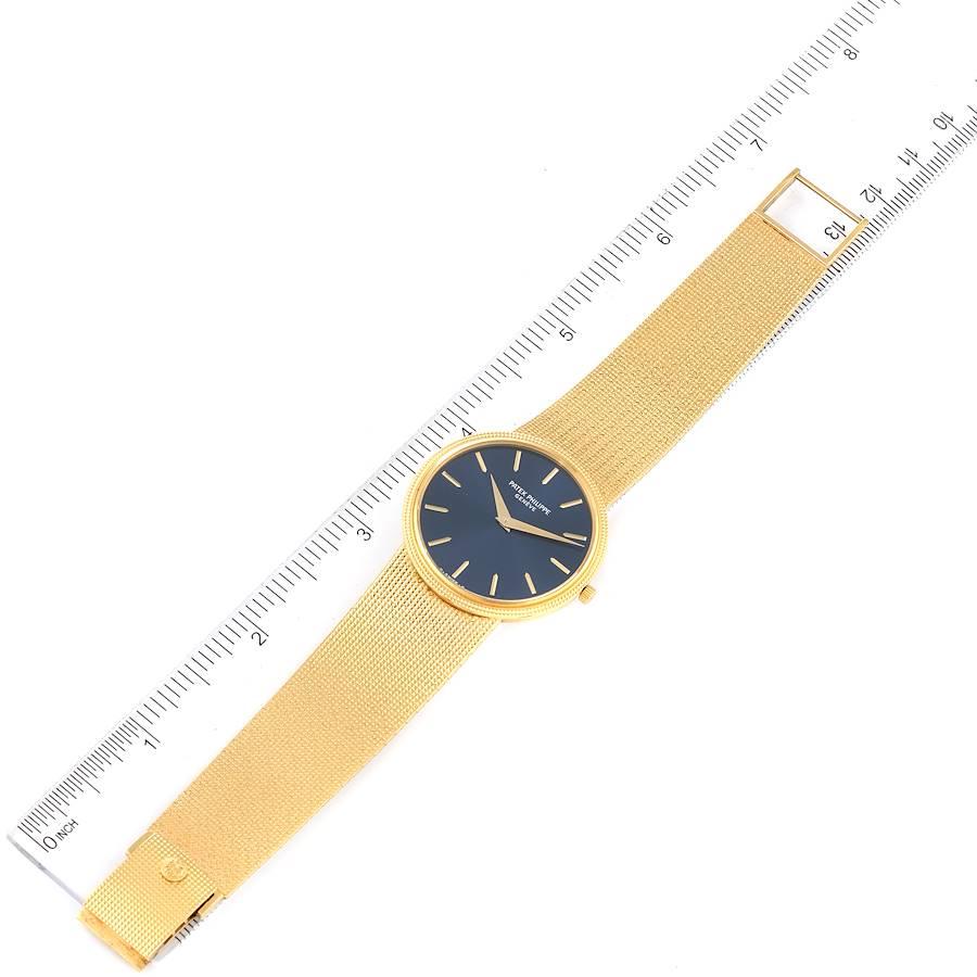 Patek Philippe Calatrava Yellow Gold Blue Dial Vintage Mens Watch 3611 Papers For Sale 2