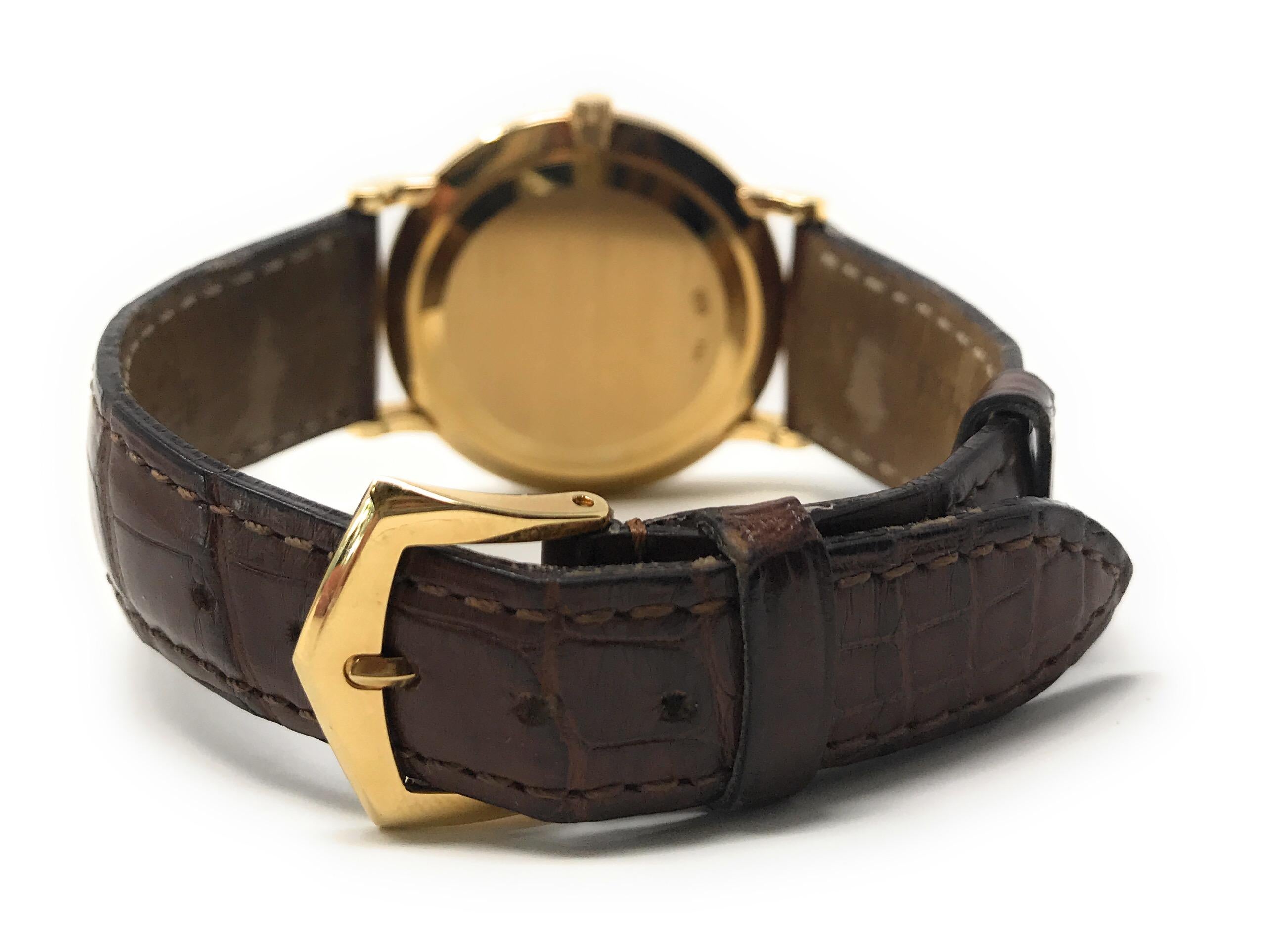 Women's or Men's Patek Philippe Calatrava Yellow Gold Brown Strap Watch