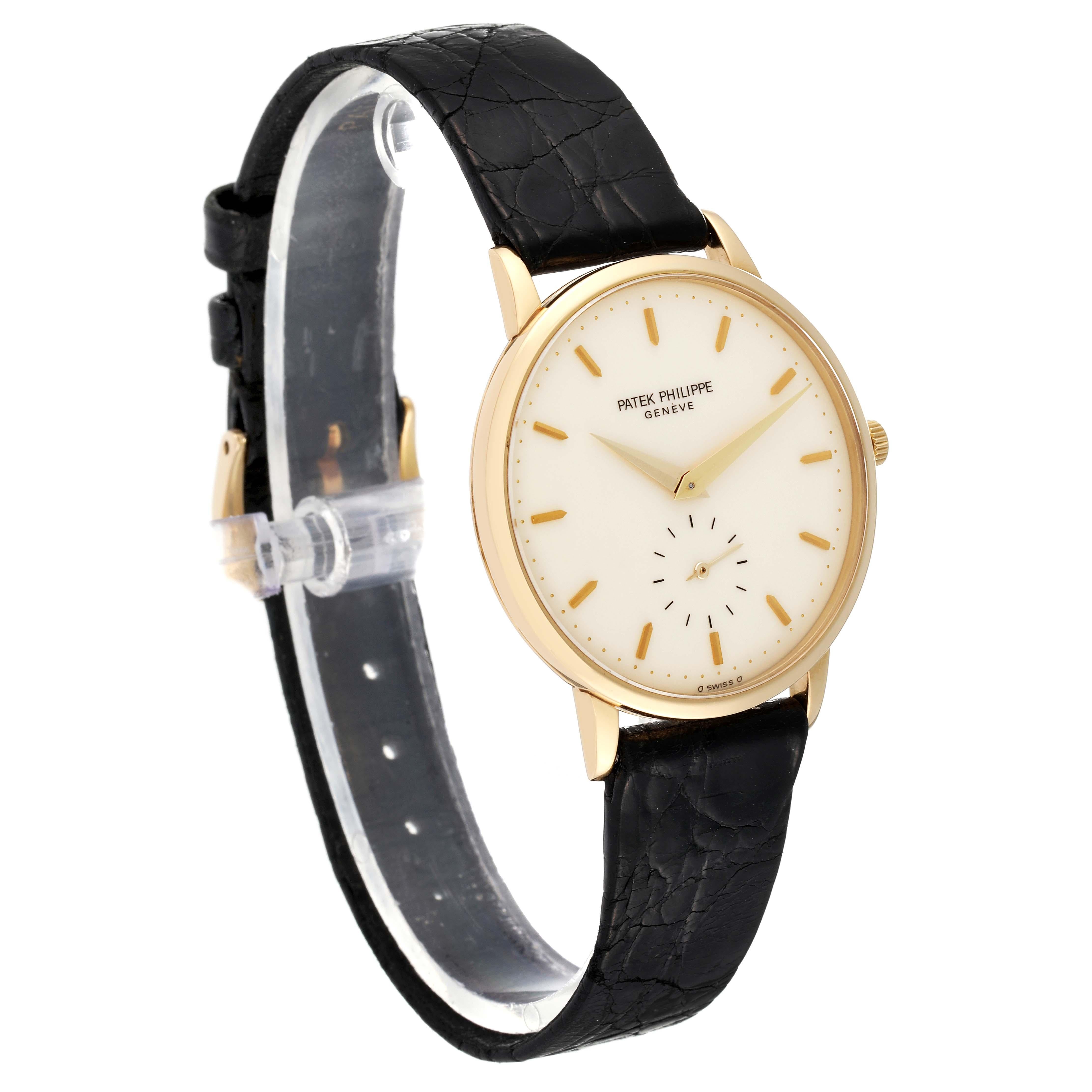 Patek Philippe Calatrava Yellow Gold Ivory Dial Mens Watch 3893 Pouch Papers Excellent état à Atlanta, GA