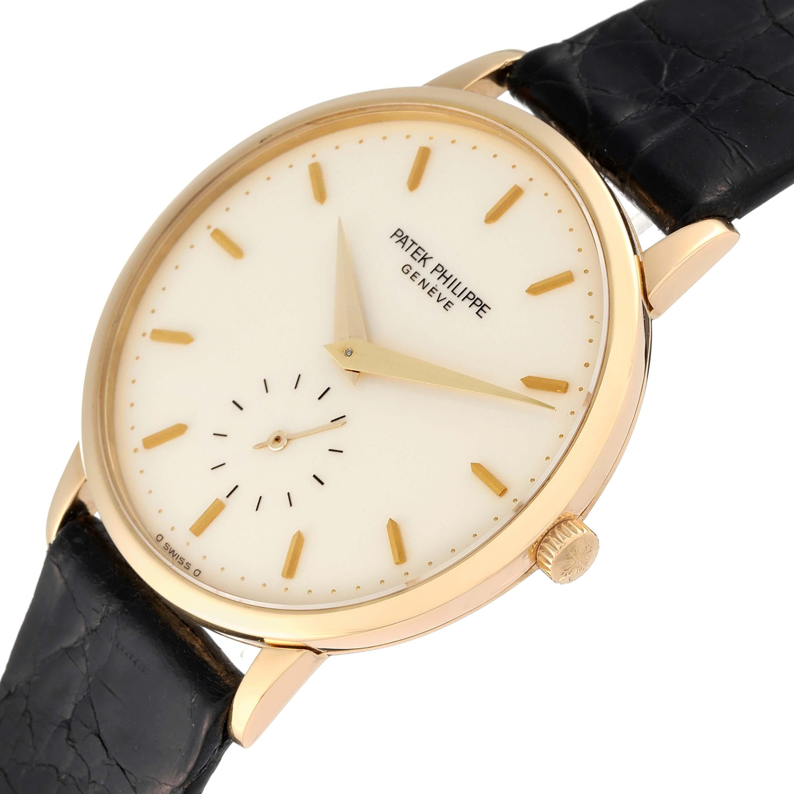 Men's Patek Philippe Calatrava Yellow Gold Ivory Dial Mens Watch 3893 Pouch Papers
