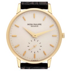 Patek Philippe Calatrava Yellow Gold Ivory Dial Mens Watch 3893 Pouch Papers