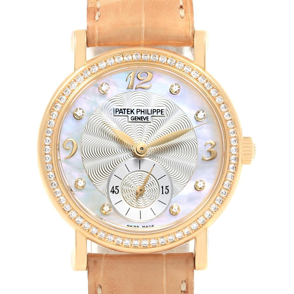 Patek Philippe Calatrava Yellow Gold MOP Diamond Ladies Watch 4959 For Sale 1