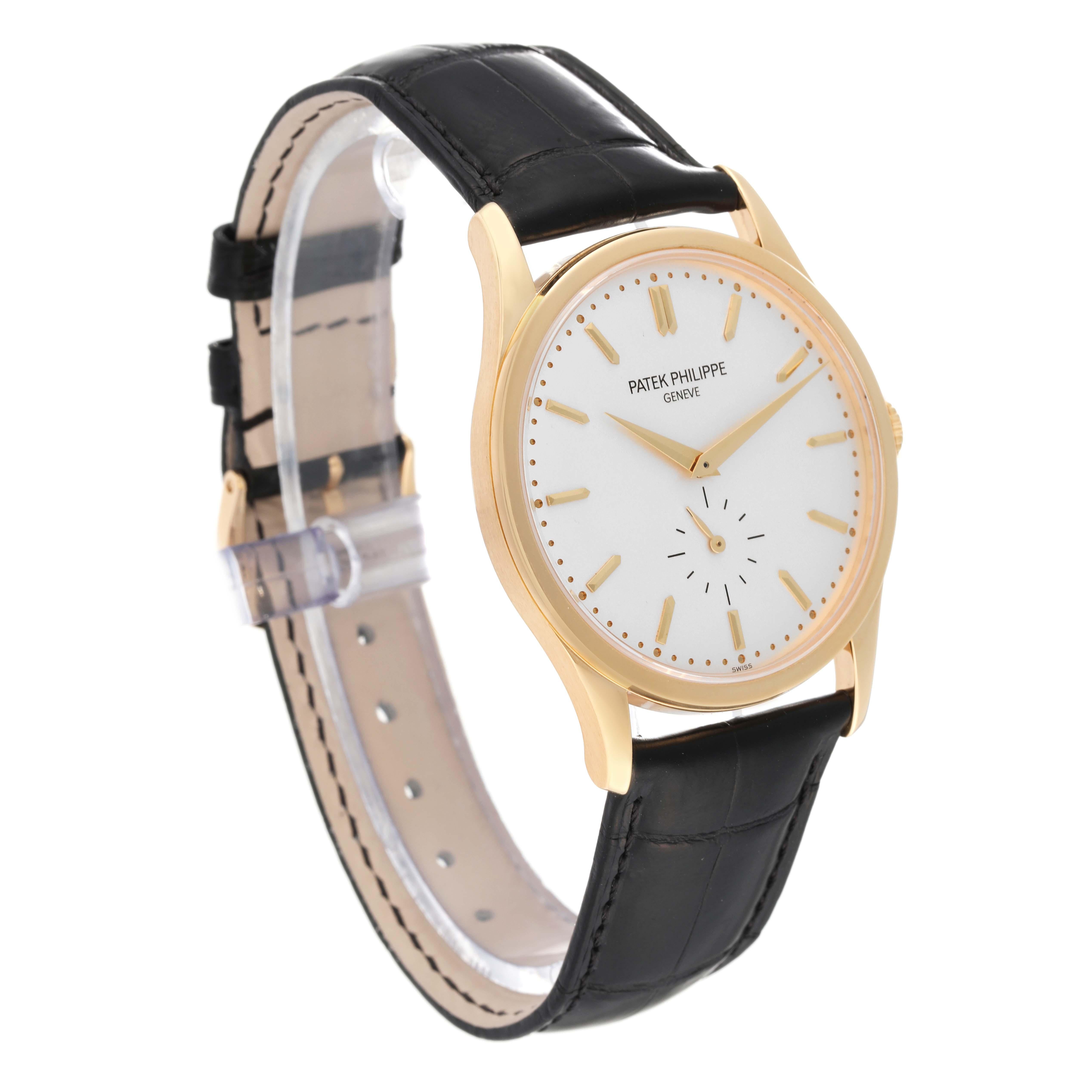 Patek Philippe Calatrava Yellow Gold Silver Dial Mens Watch 5196 For Sale 7