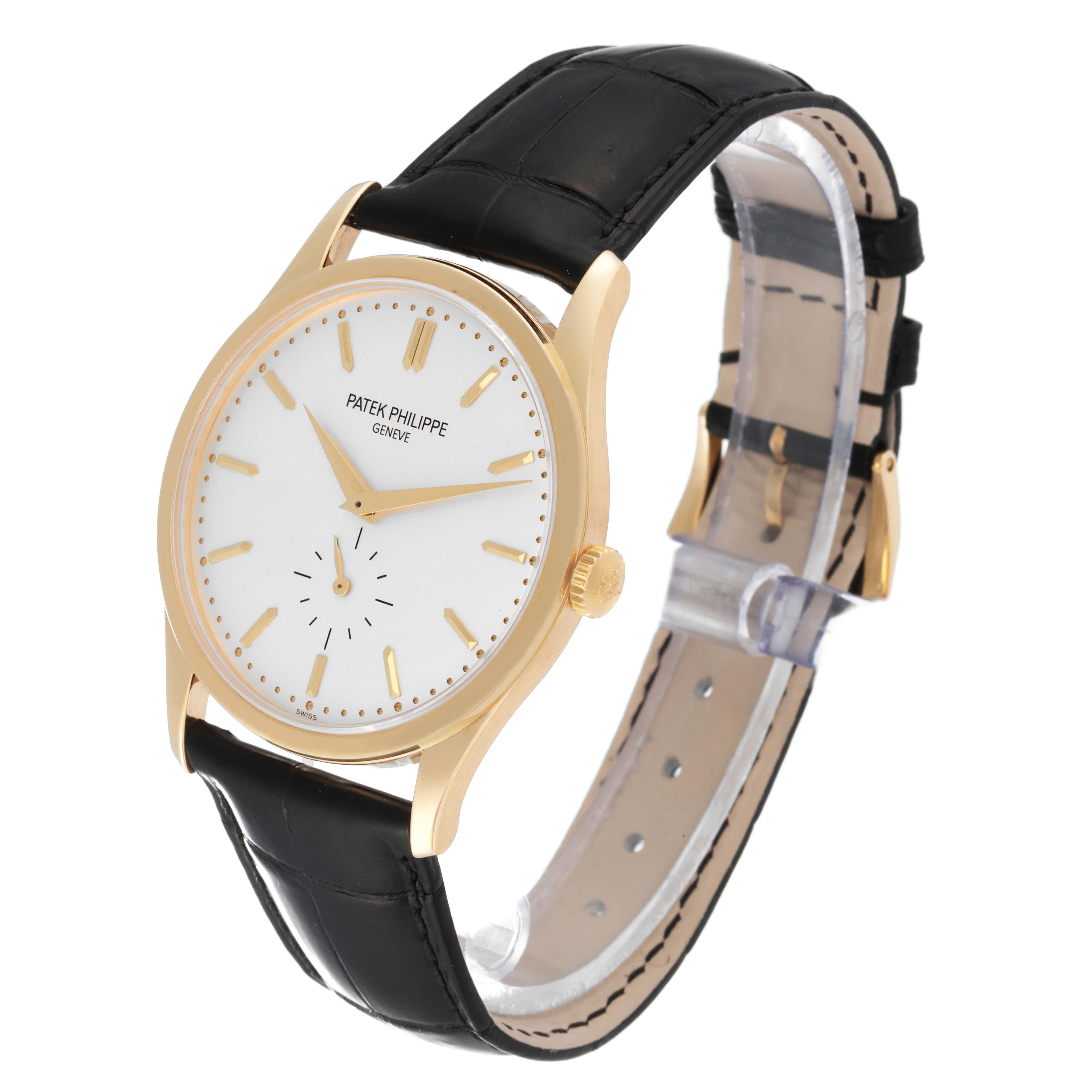 Patek Philippe Calatrava Yellow Gold Silver Dial Mens Watch 5196 8