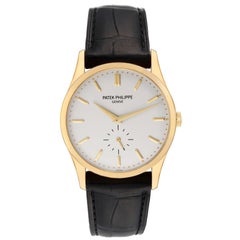 Patek Philippe Calatrava Yellow Gold Silver Dial Mens Watch 5196