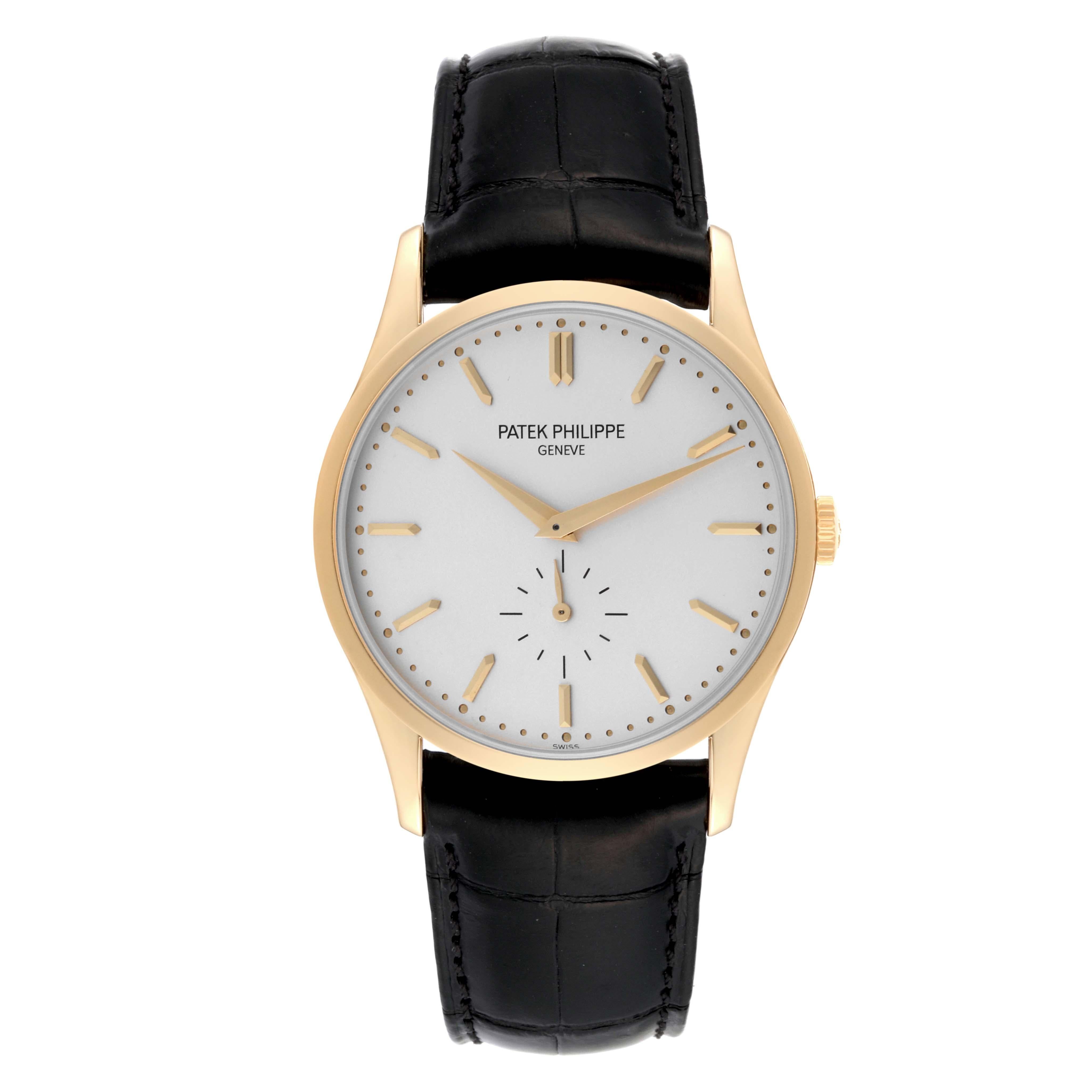 Patek Philippe Calatrava Yellow Gold Silver Dial Mens Watch 5196 For Sale 3