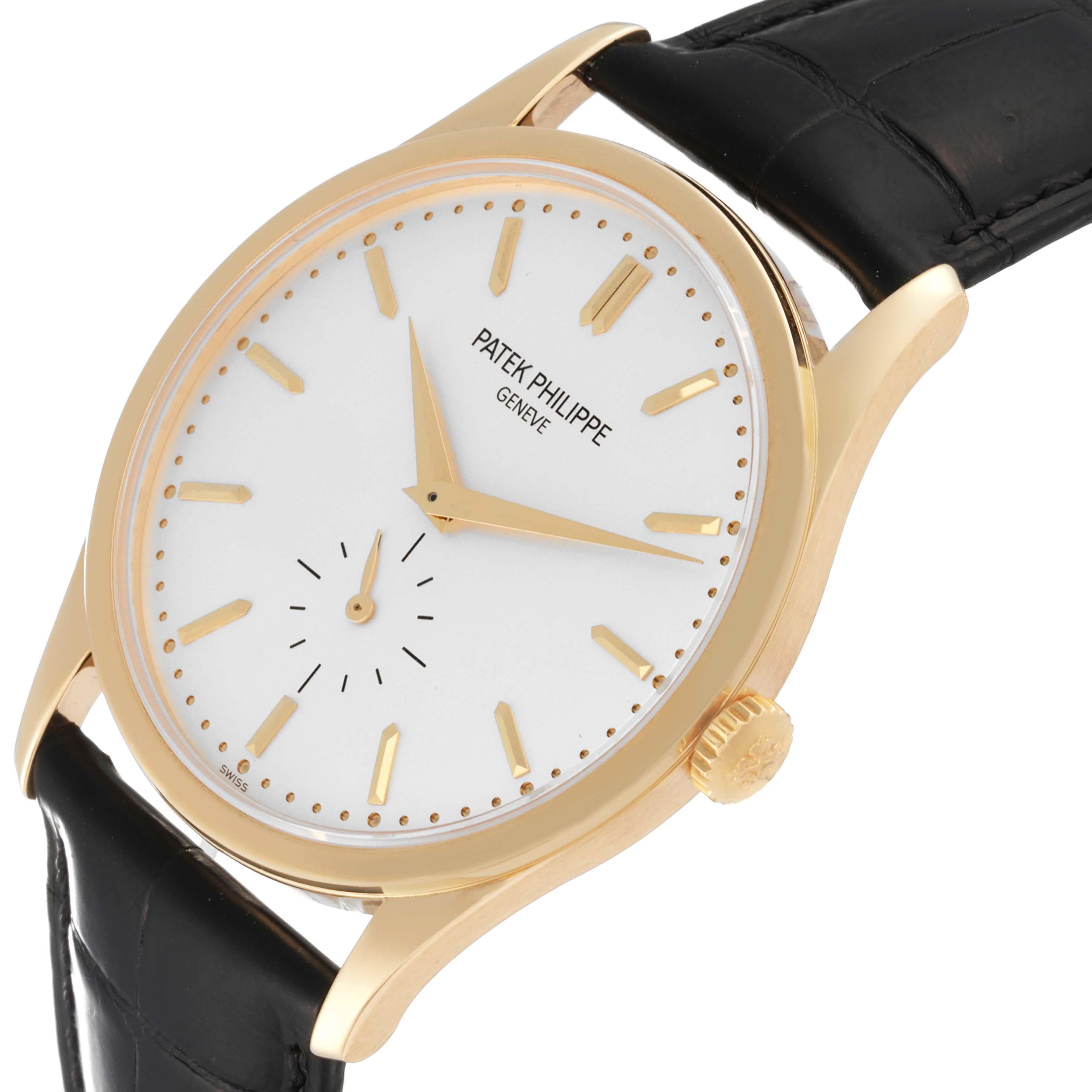 Patek Philippe Calatrava Yellow Gold Silver Dial Mens Watch 5196 For Sale 5