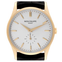 Patek Philippe Calatrava Yellow Gold Silver Dial Mens Watch 5196