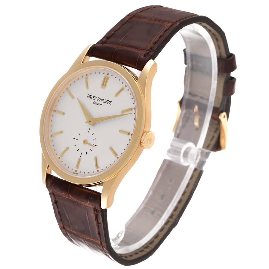 Patek Philippe Calatrava Yellow Gold Silver Dial Mens Watch 5196J In Excellent Condition For Sale In Atlanta, GA