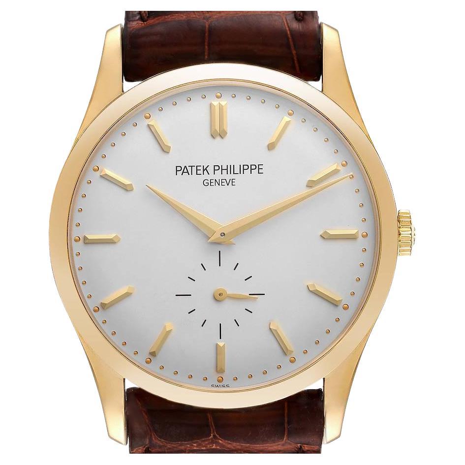 Patek Philippe Calatrava Yellow Gold Silver Dial Mens Watch 5196J For Sale