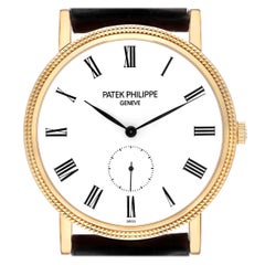 Patek Philippe Calatrava Yellow Gold White Dial Mens Watch 5119 Papers