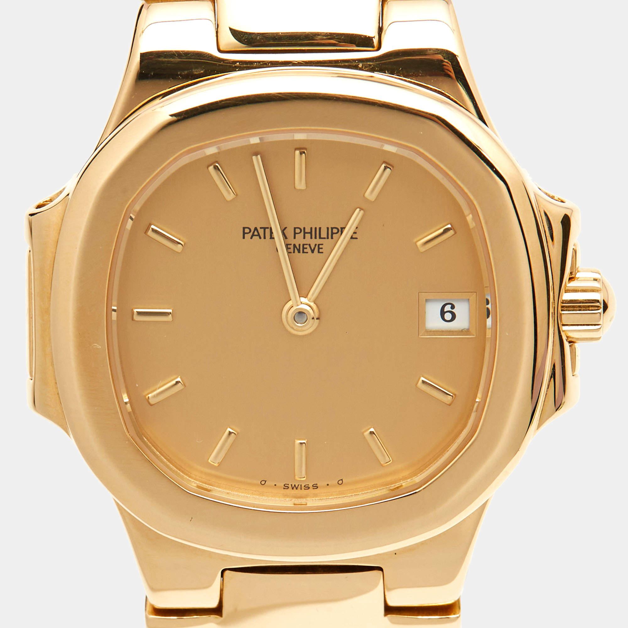 Patek Philippe Champagne 18k Yellow Gold Nautilus Women's Wristwatch 27 mm 1