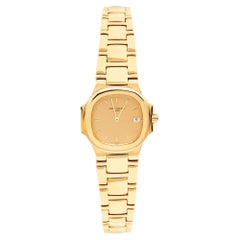 Used Patek Philippe Champagne 18k Yellow Gold Nautilus Women's Wristwatch 27 mm